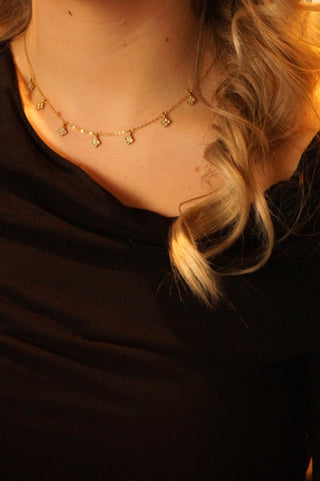 Multi White Diamond Clovers - Necklace