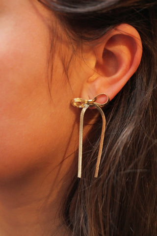 Long Snakeskin Bows - Earrings