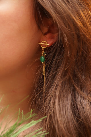 Circle & Green Pearls - Earrings
