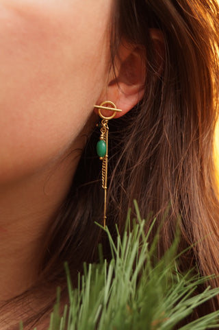 Circle & Green Pearls - Earrings