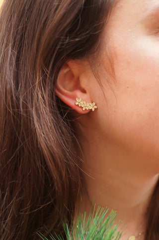 Three Diamond Flowers - Earrings