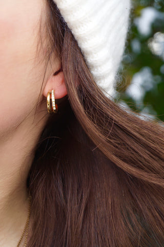 Double Diamond Hoops - Earrings