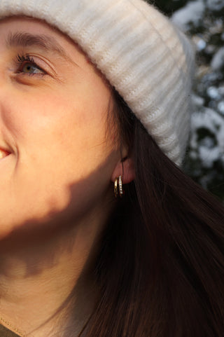 Double Diamond Hoops - Earrings