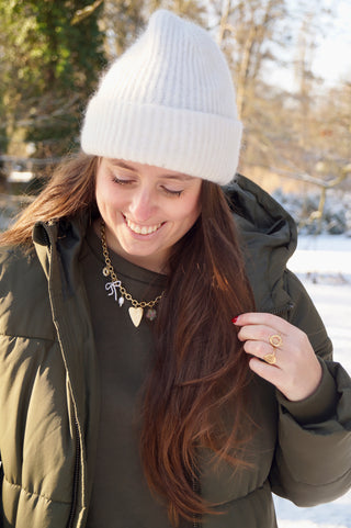 White Heart Bow Charms - Necklace