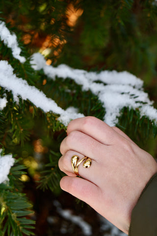 Double Wavy Teardrop - Ring