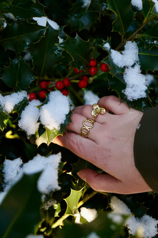 Green Diamond Flower - Ring