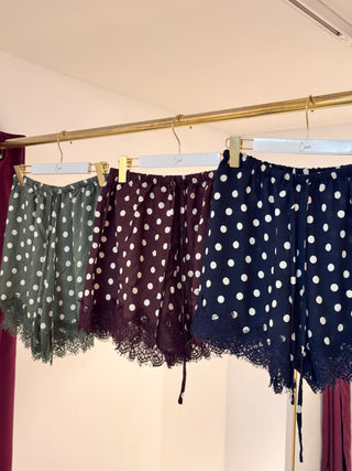 Dark Blue Polkadots Lace - Short