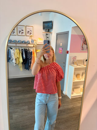 Red Vichy Off Shoulder - Blouse