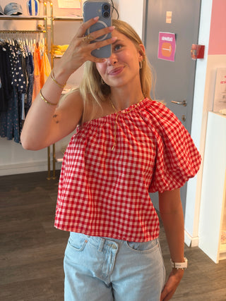 Red Vichy Off Shoulder - Blouse
