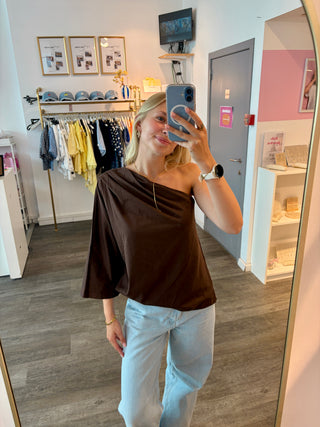 Brown Off Shoulder - T-shirt