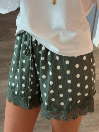 Kaki Polkadots Lace - Short