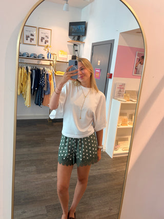 Kaki Polkadots Lace - Short