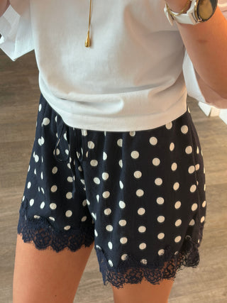 Dark Blue Polkadots Lace - Short