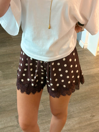 Brown Polkadots Lace - Short