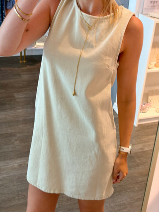 Beige Jeans Open Back - Dress