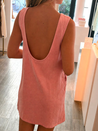 Beige Jeans Open Back - Dress
