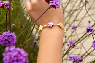 Rainbow Pearl Bollie Flower - Bracelet
