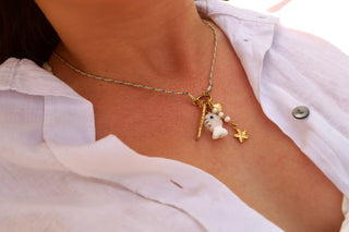 White Cord Fish Sea Charms- Necklace