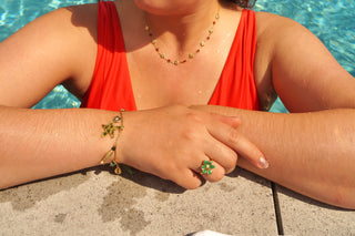 Multi Cherry Clovers - Necklace