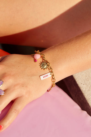 Pink Stone Amour Charms - Bracelet