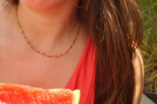 Orange & Red Bollies  - Necklace