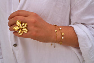 Small Pearly Shell Charms  - Bracelet