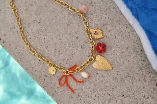 Red Heart Bow Charms - Necklace