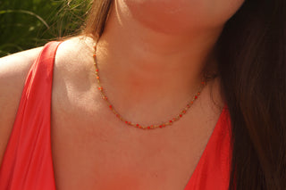 Orange & Red Bollies  - Necklace