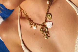 Big Lobster White Shell Charms - Necklace