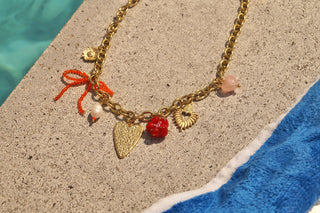 Red Heart Bow Charms - Necklace