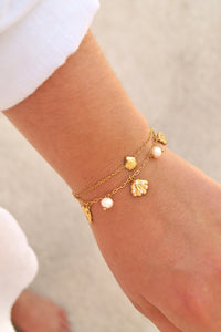 Small Pearly Shell Charms  - Bracelet