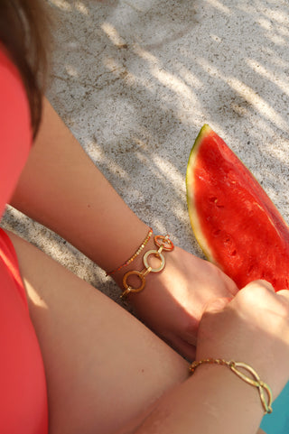 Orange Blocks Cord - Bracelet