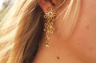 Triple Open Flowers - Earrings