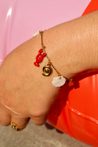 Red Mini Lobster & Crab Charms - Bracelet