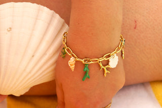 Green Fish Shell Charms - Bracelet