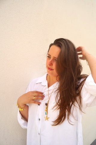 Y Long Chain Beach Charms Blue - Necklace