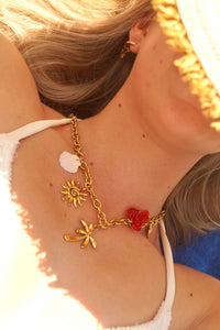 Palmtree Red Lobster Charms - Necklace