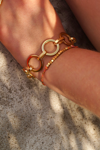 Orange Blocks Cord - Bracelet