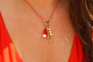 Red Cord Fish Sea Charms- Necklace