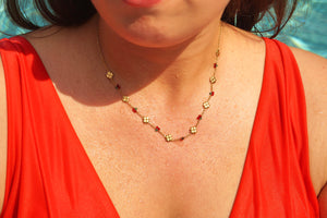Multi Cherry Clovers - Necklace