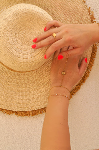 Diamond Sun & Clover Hand Chain - Bracelet