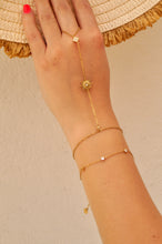 Load image into Gallery viewer, Diamond Sun &amp; Clover Hand Chain - Bracelet
