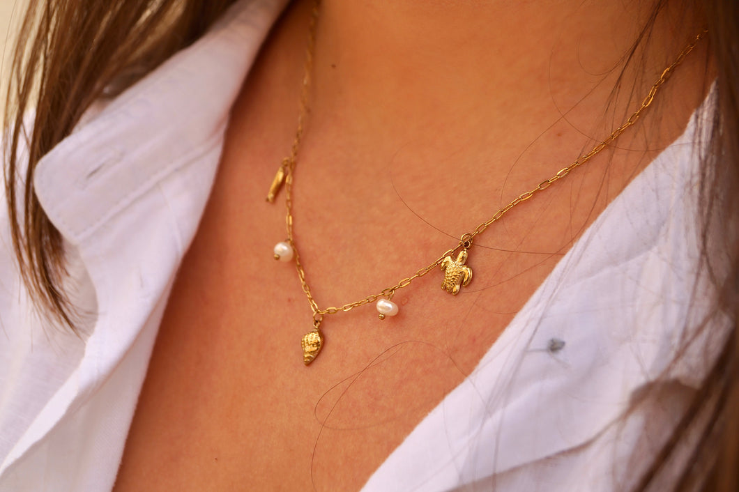 Small Pearly Sea Charms - Necklace