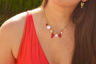 Red Mini Lobster & Crab Charms - Necklace