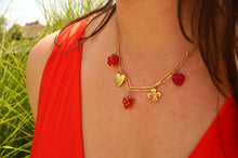 Load image into Gallery viewer, Red Strawberry Clover Charms - Necklace
