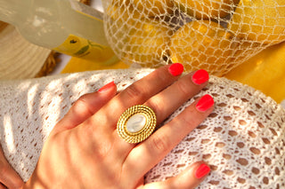 Marble Oval Medaillon - Ring