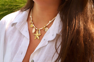 White Seashells Cord - Necklace