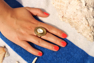 Marble Oval Medaillon - Ring