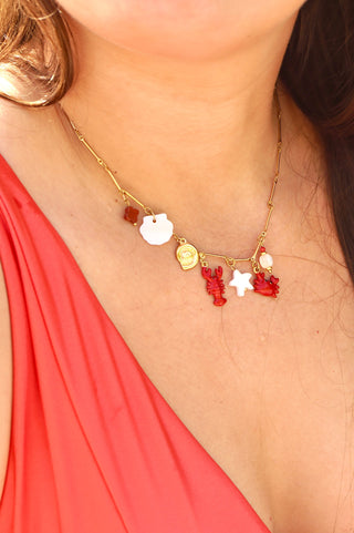 Red Mini Lobster & Crab Charms - Necklace