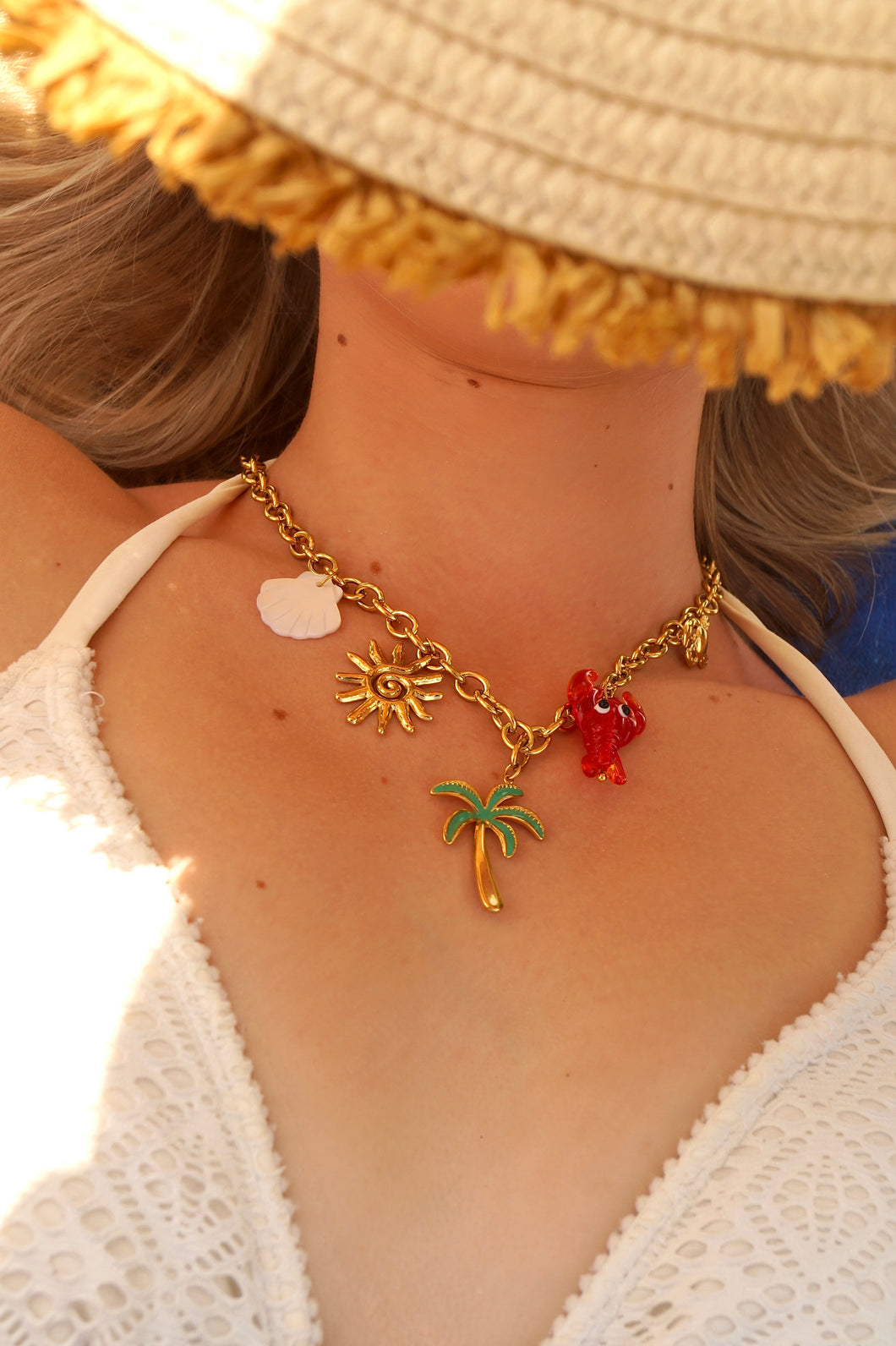 Palmtree Red Lobster Charms - Necklace